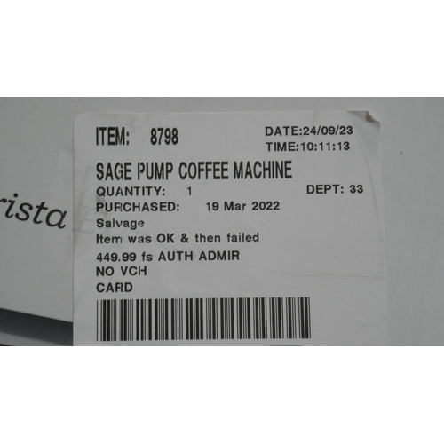 6104 - Sage Barista Express Pump Coffee Machine , Original RRP £449.99 + Vat (348-131) *This lot is subject... 