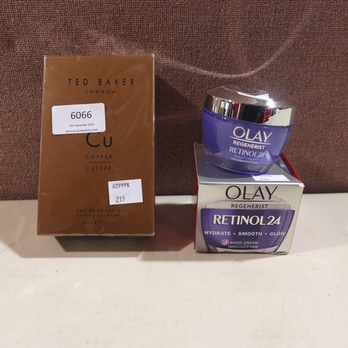 6066 - Ted Baker Aftershave and Olay Retinol 24hr Night Cream (348-215,219) *This lot is subject to Vat