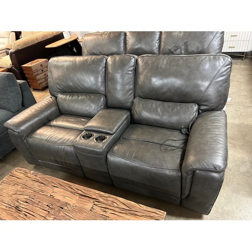 3044 - Maxwell Grey Leather 2 Seater electric reclining sofa, Original RRP £1166.66 + Vat (4219-23) *This l... 