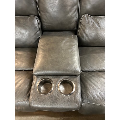 3044 - Maxwell Grey Leather 2 Seater electric reclining sofa, Original RRP £1166.66 + Vat (4219-23) *This l... 