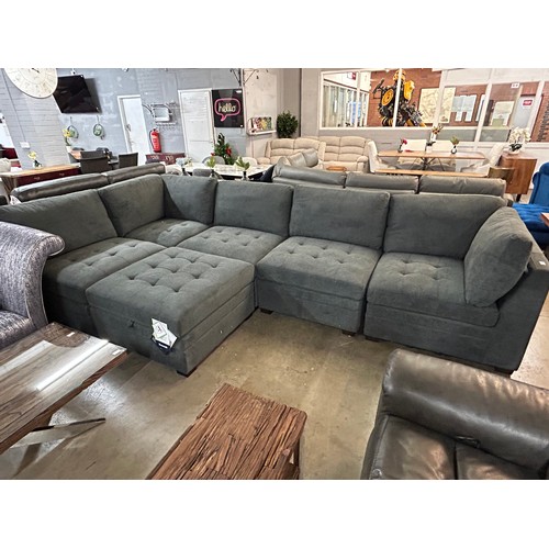 3045 - Tisdale 6 piece Dark Grey sectional Sofa with storage ottoman, Original RRP £1416.66 + Vat (4219-2) ... 