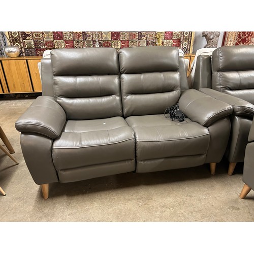 3052 - Ava Storm Grey Leather 2 Seater electric reclining sofa, Original RRP £874.99 + Vat (4219-32) *This ... 