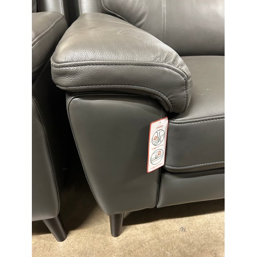 3080 - Grace Grey Leather 2 Seat Power Reclining sofa, Original RRP £749.99 + Vat (4219-18) *This lot is su... 