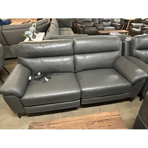 3082 - Grace Grey Leather 2.5 Seater Power Reclining sofa (Damaged/Torn), Original RRP £833.33 + Vat (4219-... 