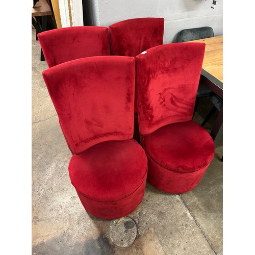 3103 - A set of four red velvet high back chairs