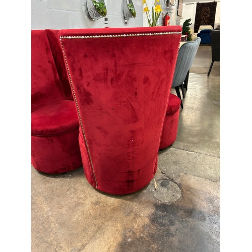 3103 - A set of four red velvet high back chairs