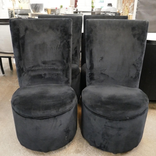 3233 - A set of four black velvet high back chairs