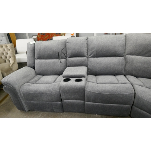 3241 - A Berlin Grey fabric electric reclining corner sofa with cup holders, LED lights and storage