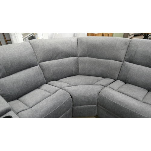 3241 - A Berlin Grey fabric electric reclining corner sofa with cup holders, LED lights and storage