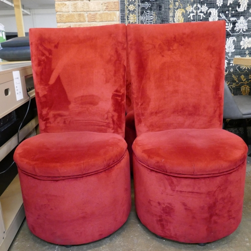 3263 - A set of four red velvet high back chairs