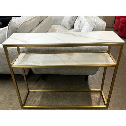 3260 - An Alisma console table with marble effect top and gold legs