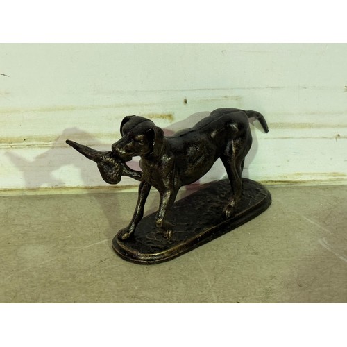 5142 - 2 cast metal dog ornaments including a retriever and greyhound* This lot is subject to VAT