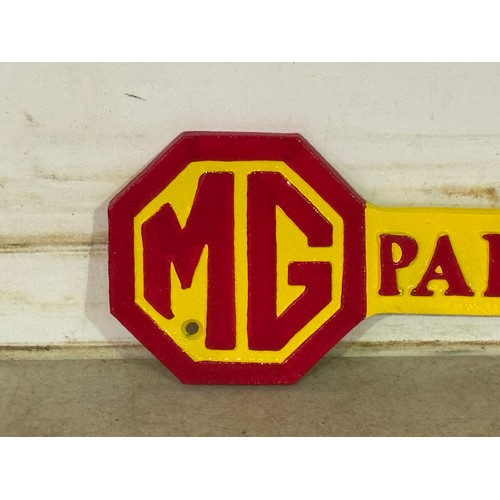 5177 - 2 cast metal arrow plaques including Ferrari workshop and MG parking* This lot is subject to VAT