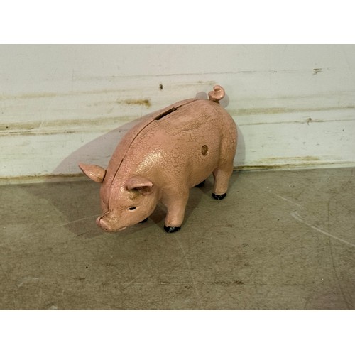 5135 - 3 Assorted cast metal piggy banks including 