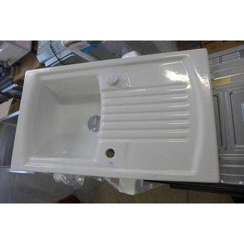 4037 - Evia 1.0 Bowl RVS Ceramic Sink White with drainer Original RRP £274.17 + vat  * This lot is subject ... 