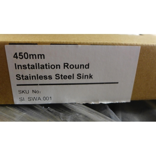 4094 - 450mm Installation Round Stainless Steel Sink, Original RRP £25 + Vat and a  Blanco Sink, Original R... 