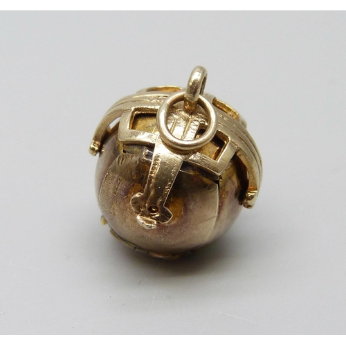 7013 - A 9ct gold on silver Masonic ball pendant