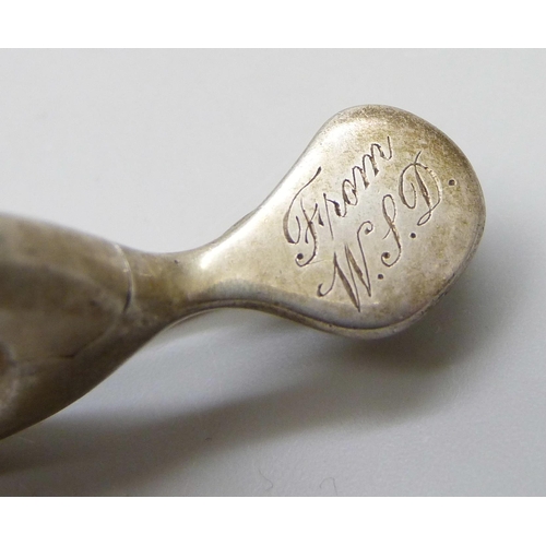 7050 - Two pairs of silver 'wishbone' sugar nips, one by Sampson Mordan, 26g