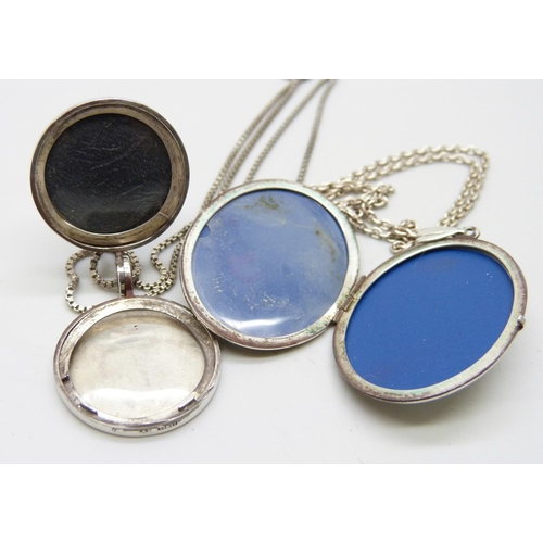 7057 - Two silver lockets and chains