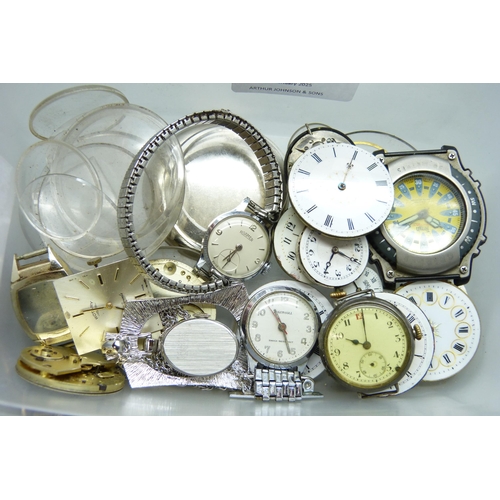 7078 - Watches and watch parts including Roamer wristwatch and a silver cased watch