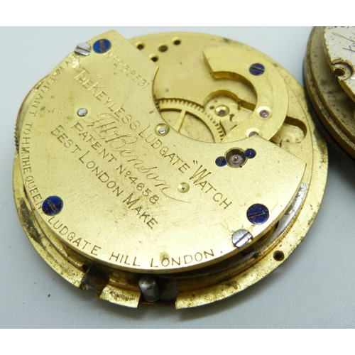 7080 - A collection of pocket watch movements and dials