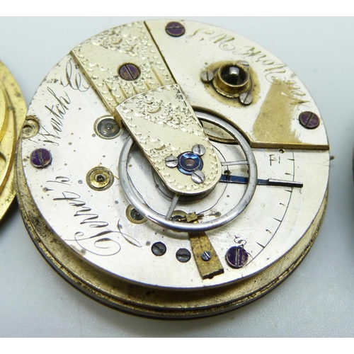 7080 - A collection of pocket watch movements and dials