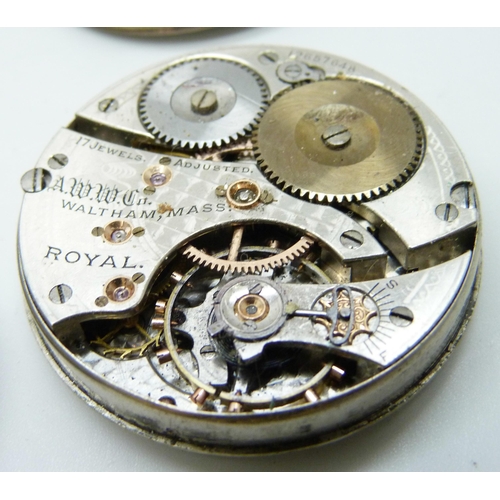 7080 - A collection of pocket watch movements and dials