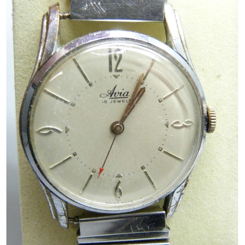 7081 - Three vintage wristwatches; Accurist, Avia and Timex automatic