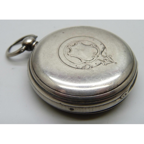 7088 - A silver pocket watch, the case hallmarked London 1883