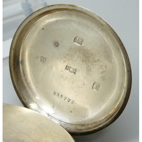 7090 - A silver pocket watch, Chester 1898