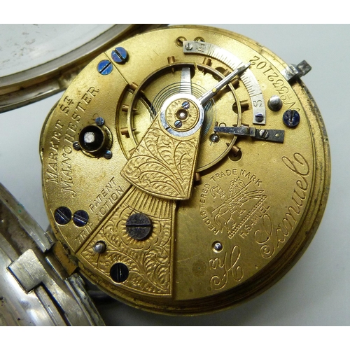 7090 - A silver pocket watch, Chester 1898