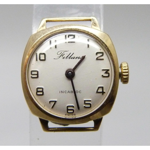 7092 - A lady's 9ct gold cased wristwatch, case back 1.6g