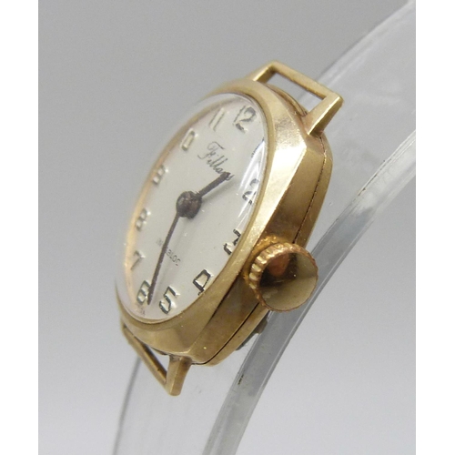 7092 - A lady's 9ct gold cased wristwatch, case back 1.6g