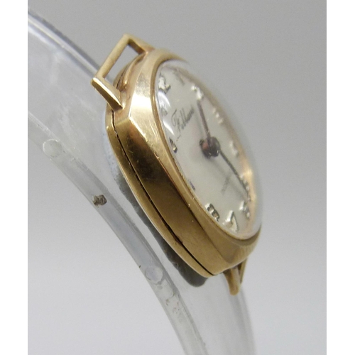 7092 - A lady's 9ct gold cased wristwatch, case back 1.6g