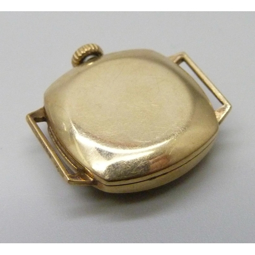 7092 - A lady's 9ct gold cased wristwatch, case back 1.6g