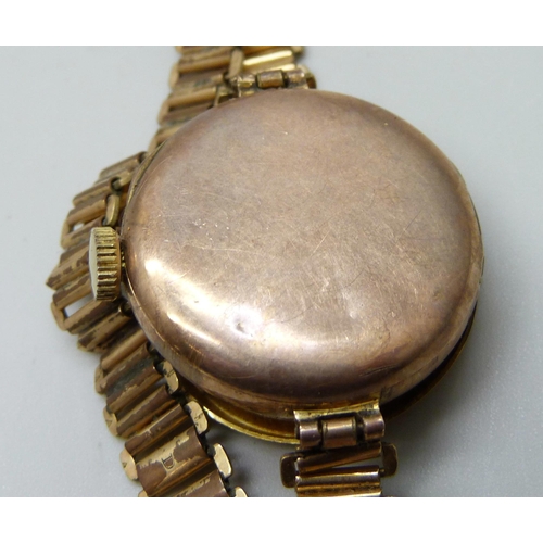 7096 - A lady's 9ct gold Rolex wristwatch, a/f, lacking glass and hands, Glasgow import mark for 1925, 25mm... 