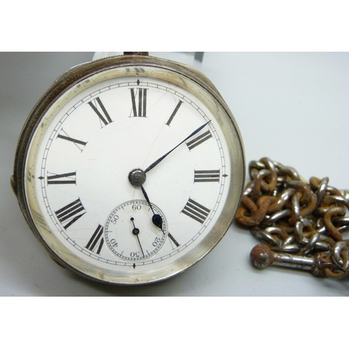 7099 - A silver cased Waltham pocket watch, Birmingham 1894