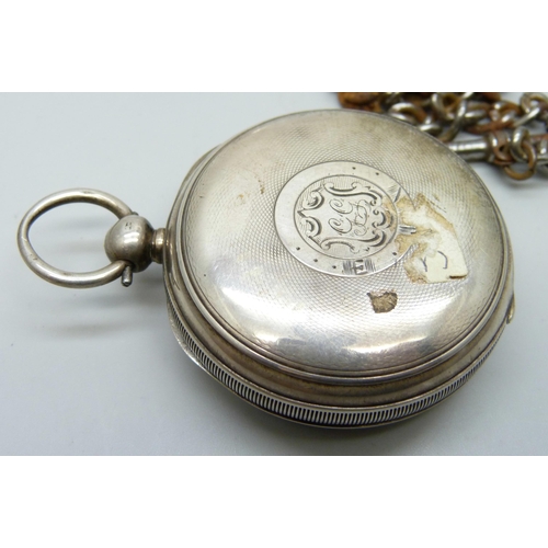 7099 - A silver cased Waltham pocket watch, Birmingham 1894