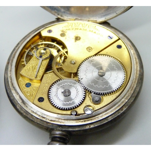 7117 - An Omega stopwatch and a silver pocket watch