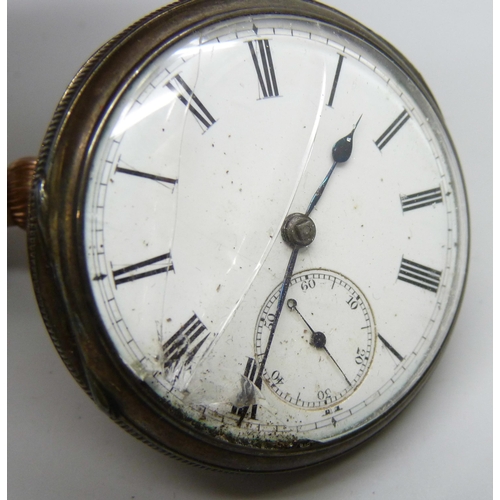 7118 - A silver pocket watch and a rolled gold pocket watch