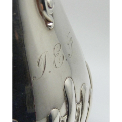 7132 - A Victorian silver chocolate pot, London 1885, Bradbury & Sons, 412g