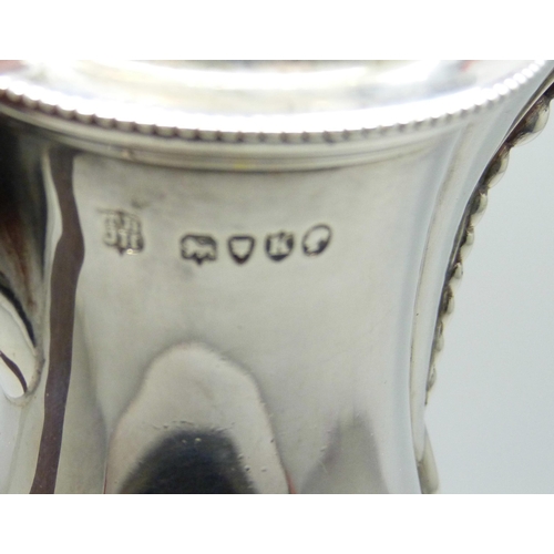 7132 - A Victorian silver chocolate pot, London 1885, Bradbury & Sons, 412g