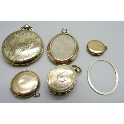 7182 - Five lockets including Victorian