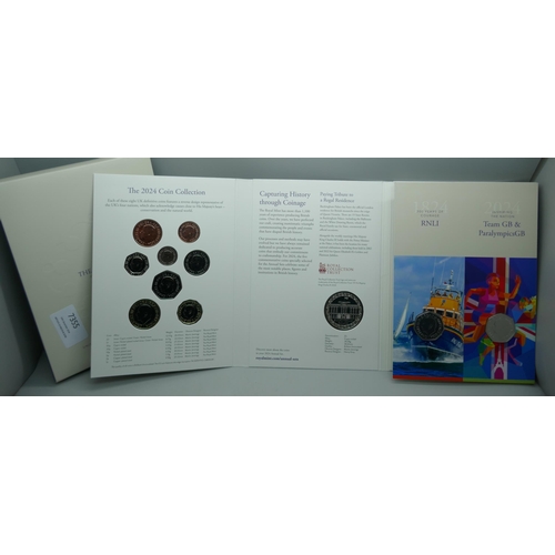 7222 - The Royal Mint, 2024 UK brilliant uncirculated annual coin set, definitives and commemorative coins