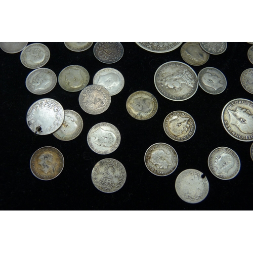 7225 - Coins; British pre 1920 silver coins, 94g