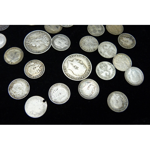 7225 - Coins; British pre 1920 silver coins, 94g