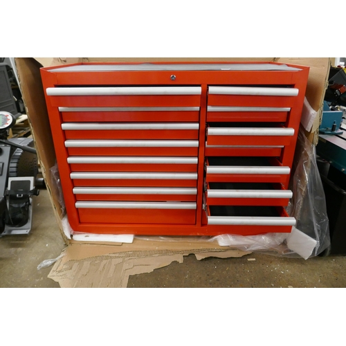 5353 - A large Clarke red metal 16 drawer tool chest (sample) 18/0317- with keys* This lot is subject to VA... 