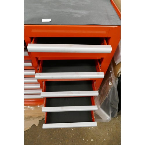 5353 - A large Clarke red metal 16 drawer tool chest (sample) 18/0317- with keys* This lot is subject to VA... 