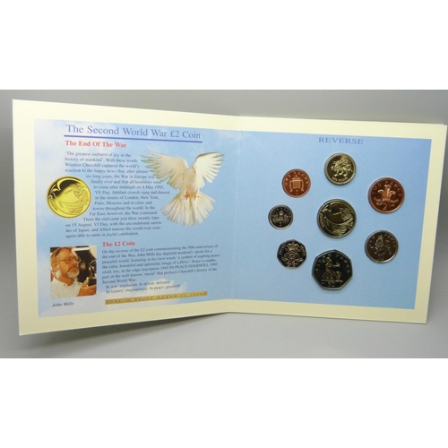 7245 - Two Royal Mint 1995 UK Brilliant Uncirculated Coin Collections, a Royal Mint 2006 UK 80th Birthday C... 