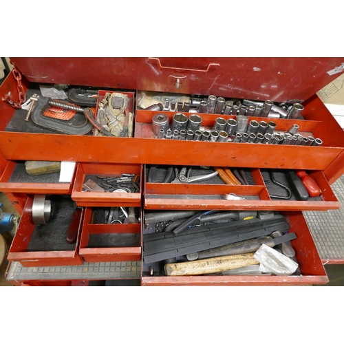 5389 - A Bosch tool cabinet with tools including socket sets, spanners, saws, wrenches and many more